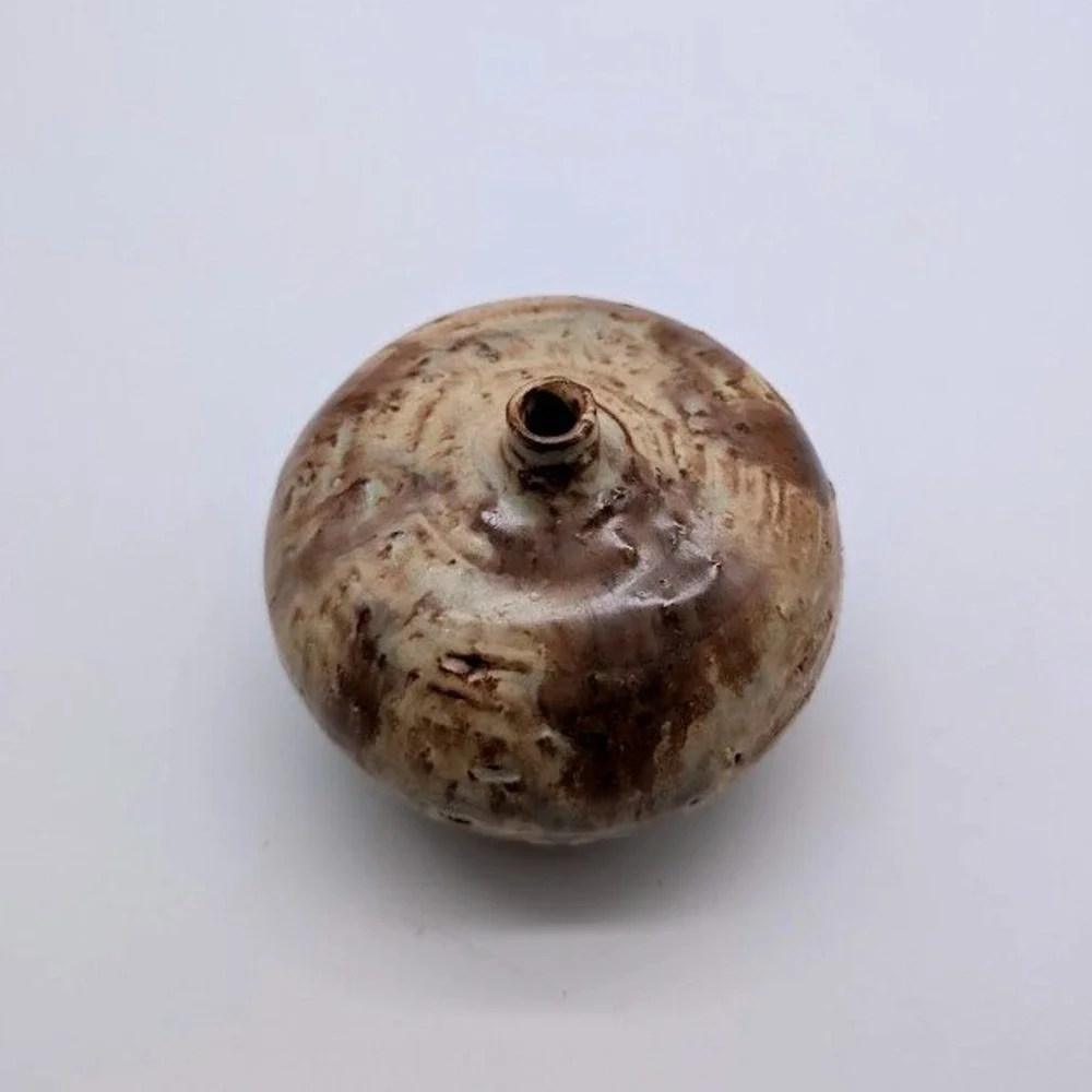 Vtg Studio Pottery Stoneware Signed Bud Vase Weed Pot 2.5